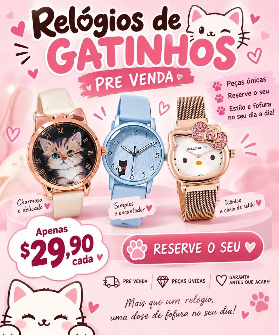 Relógios de gatinhos 