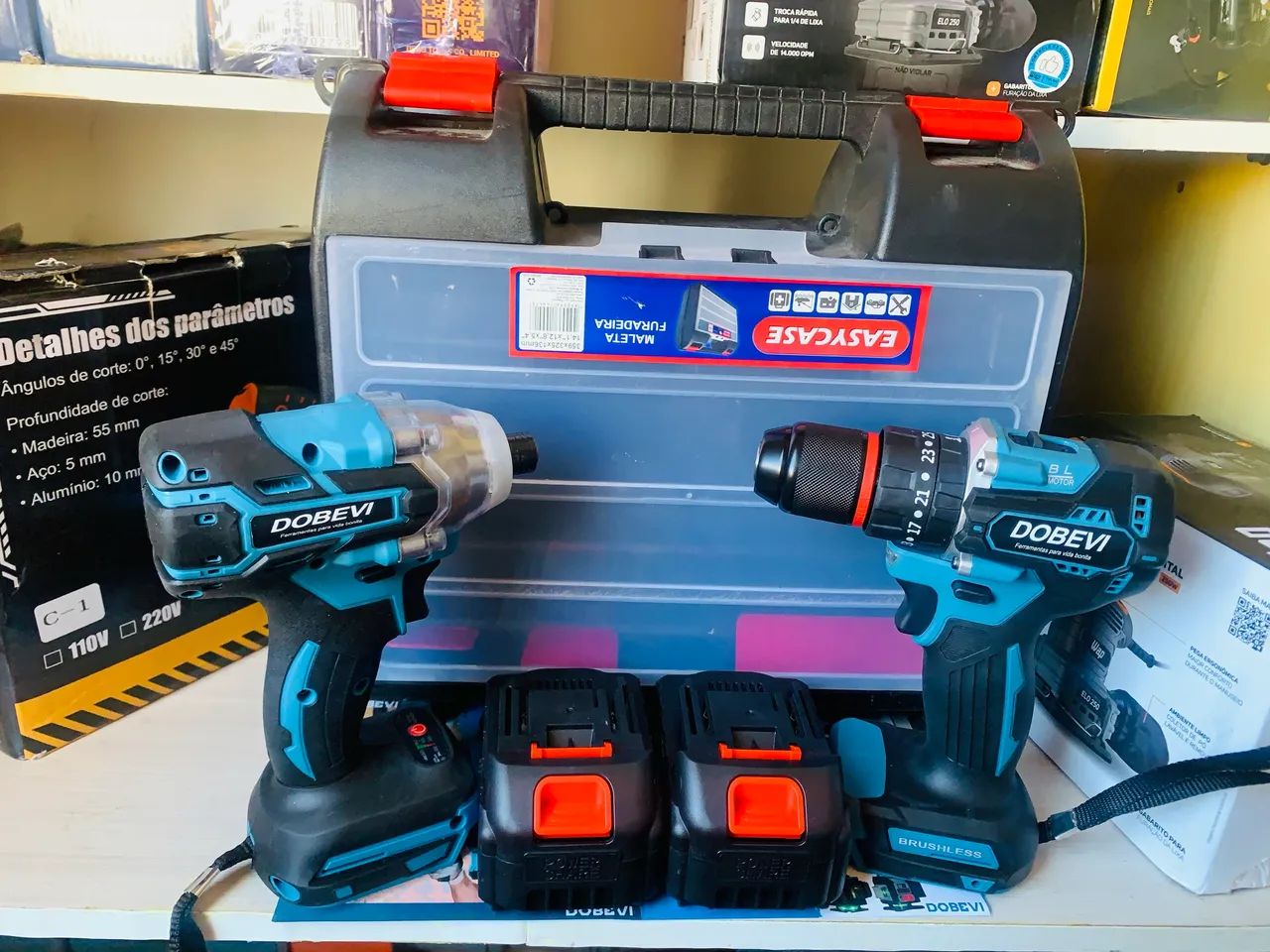Kit parafusadeira chave impacto DOBEVI+36 acessórios 