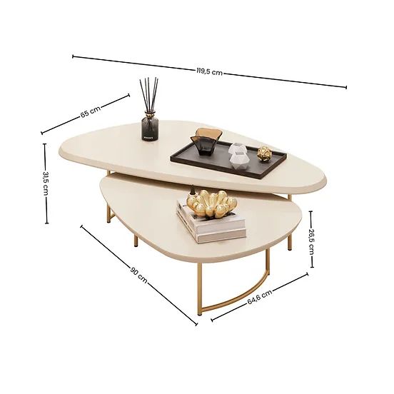 Mesa de Centro e Mesa Lateral Pétala Dupla Pé Metal - Entrega/Montagem Grátis Fortaleza - Foto 4