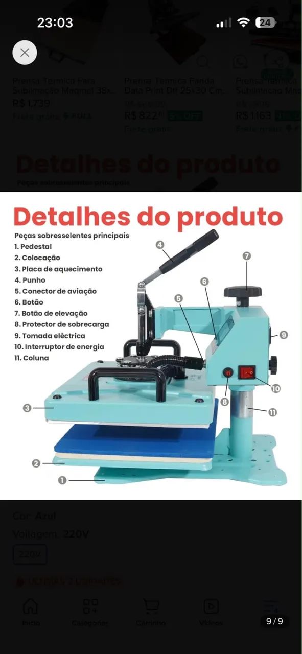 Prensa Térmica Mecolour 5 em 1 29x38cm 110V - Foto 4