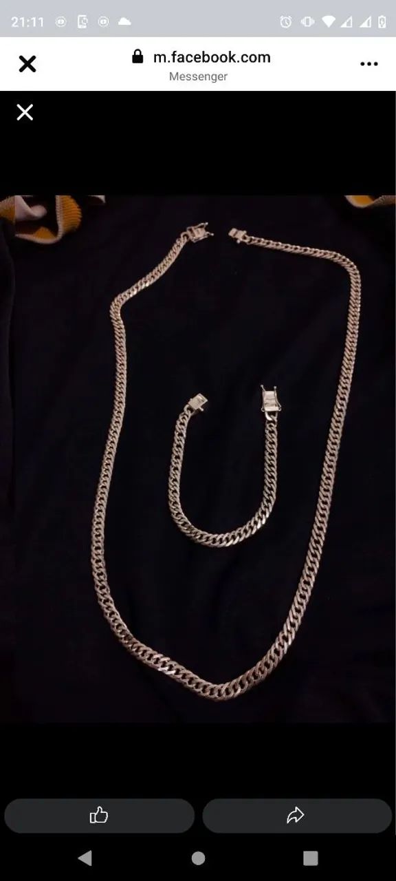 Conjunto de prata elo duplo 7mm 70cm 