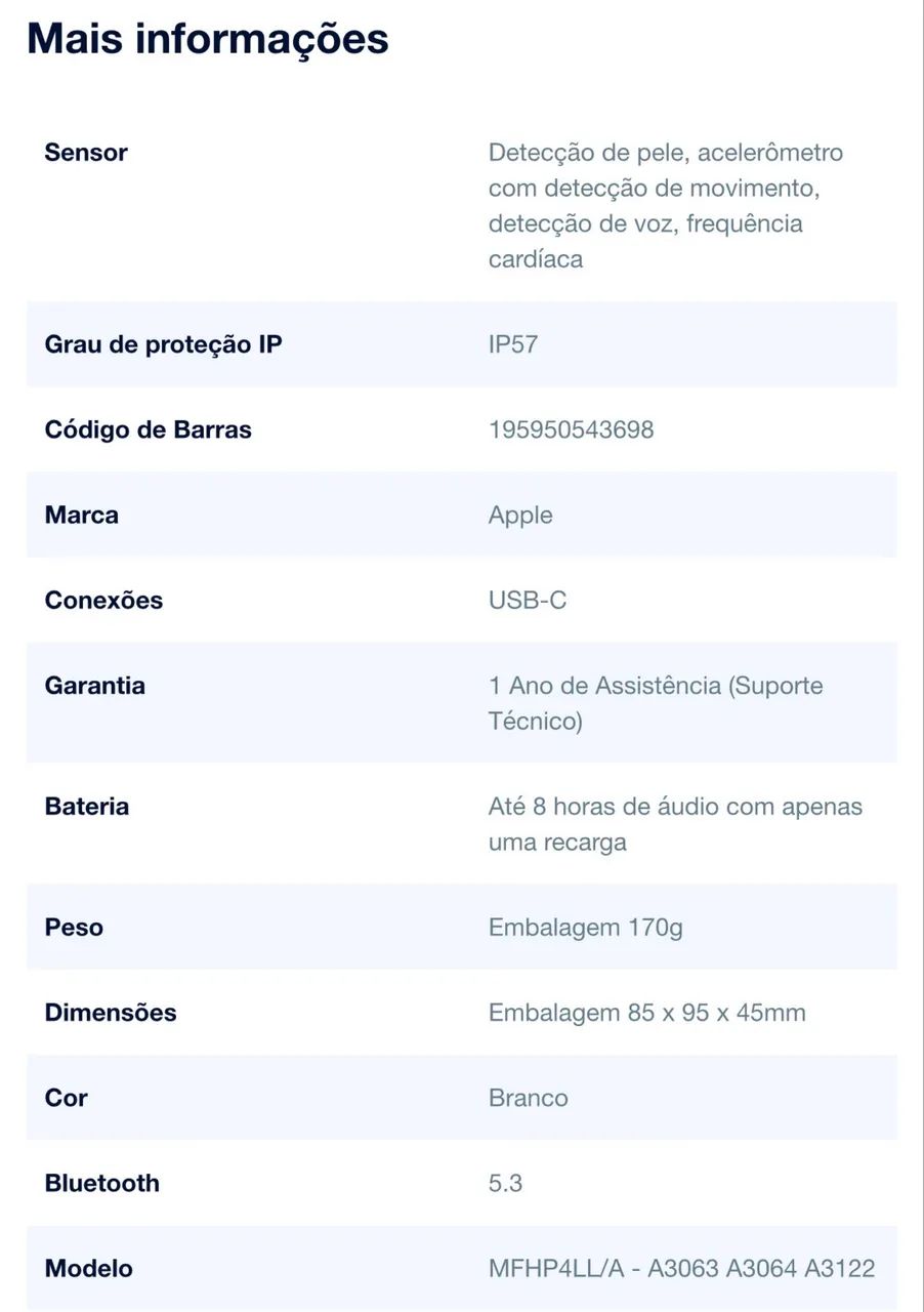 Fone de Ouvido Apple AirPods Pro 3 com Estojo - Fones de Ouvido