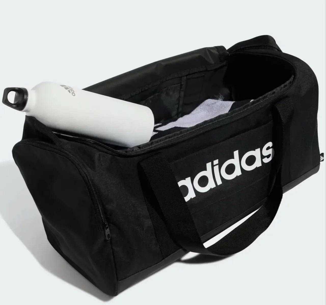 Mala Adidas Duffel Essentials Linear Pequena Preta - Foto 3