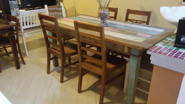 Jg mesa 6 cadeiras peroba rosa com pátina usado - Foto 2
