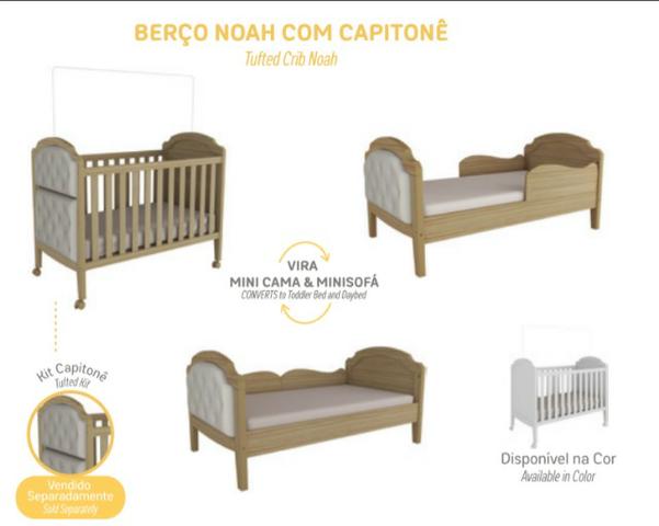 Frete Grátis* Quarto Infantil , Armário Cômoda e Berço com Captonê - Luxo Noah *NOVO - Foto 2