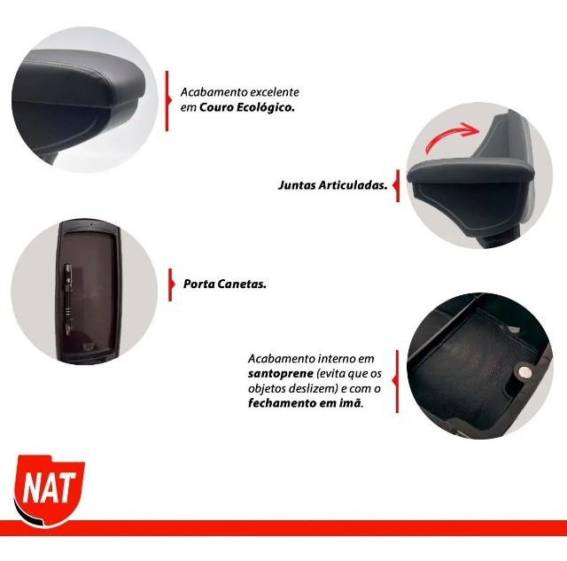 Apoio Descanso de Braço - Honda City e Fit P/ Todos os Anos - NAT - Fácil Instalação - Foto 2