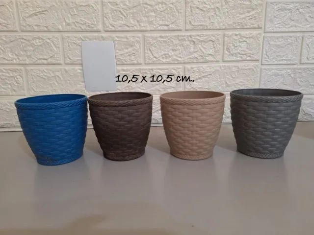 Cachepôs de polipropileno, kit com 8 unidades, diversas cores, modelo rattan - Foto 2