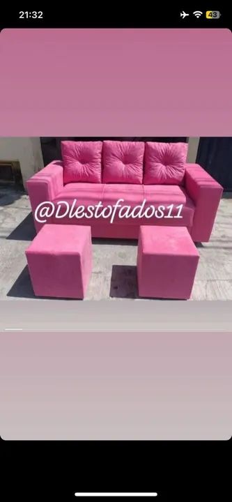 Sofá de 3 Lugares + 2 Puffs64308276514050120