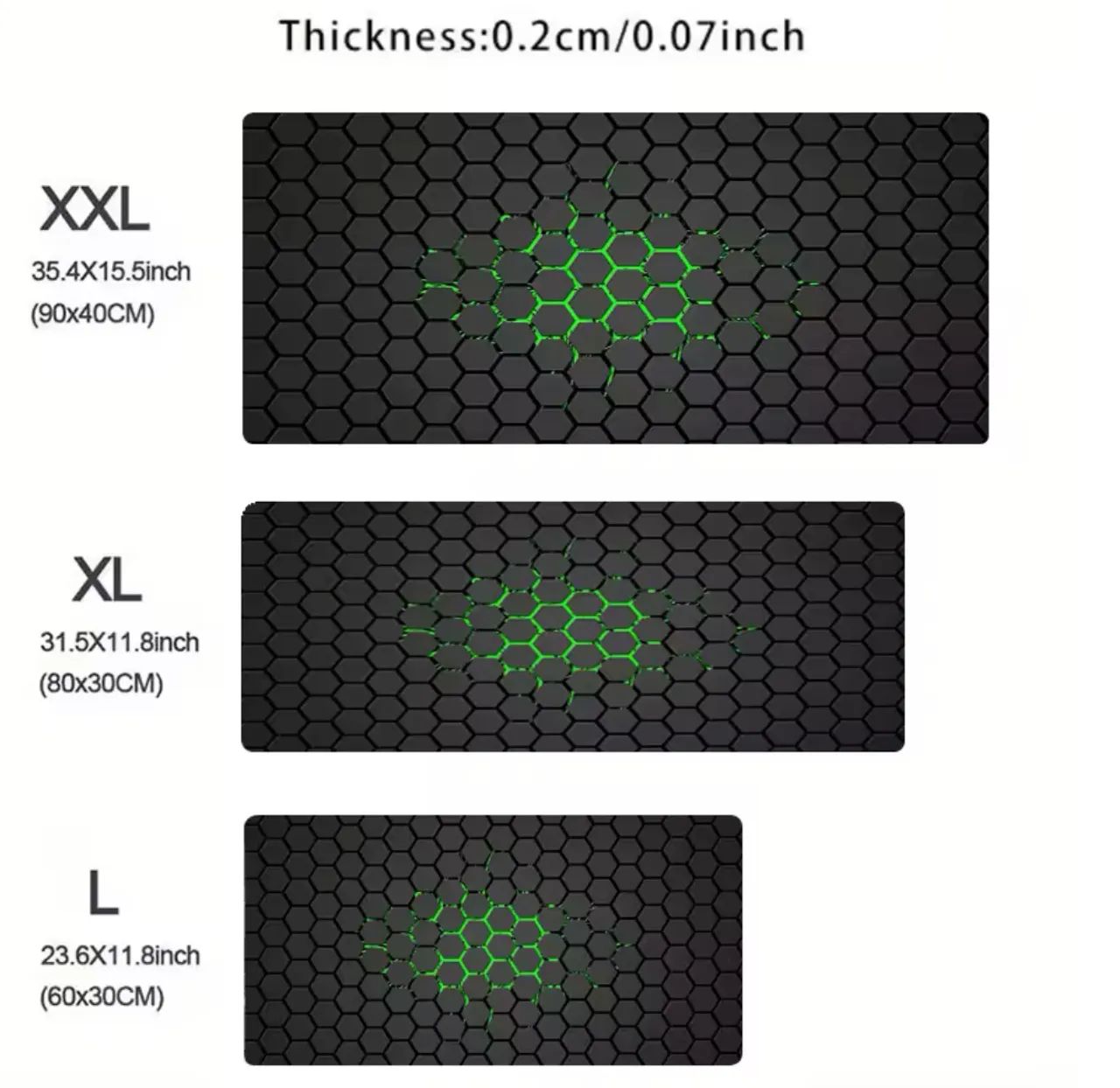 Mousepad Gamer L- Hexágono Verde 60x30 cm
