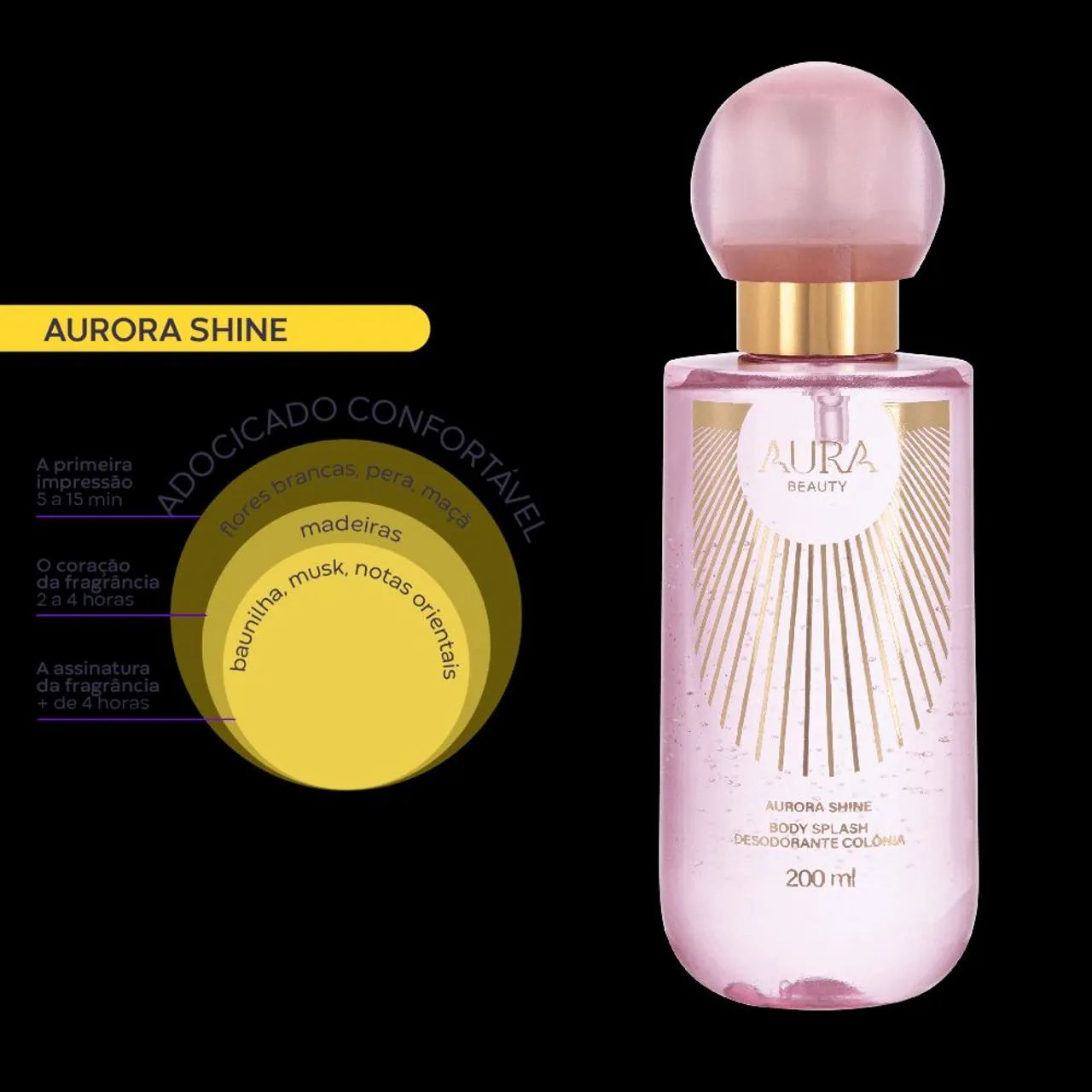 Body Splash Aura Beauty Aurora Shine Hinode - Foto 2