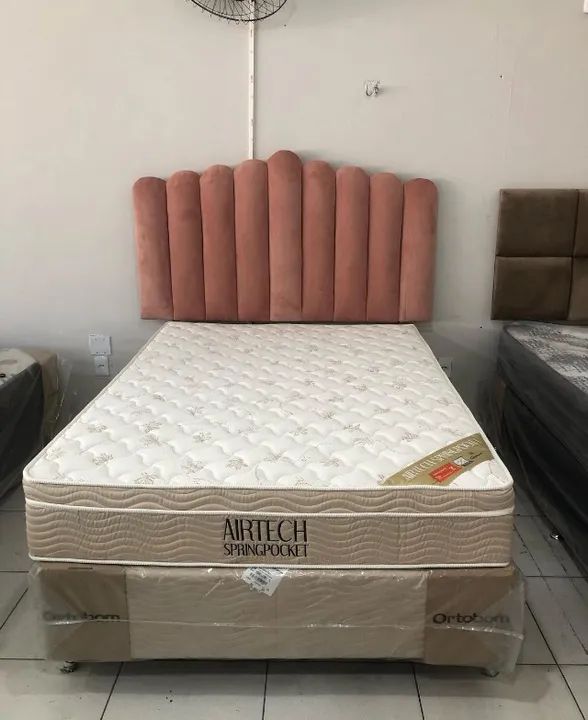 cama casal airtech conjunto bege [novo] - Foto 2