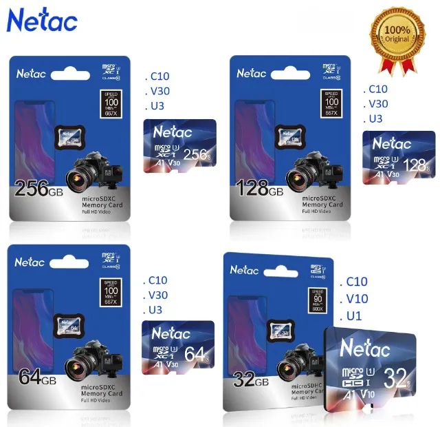 Cartão De Memória Netac: 32GB a 256GB - A partir de R$ 25,00