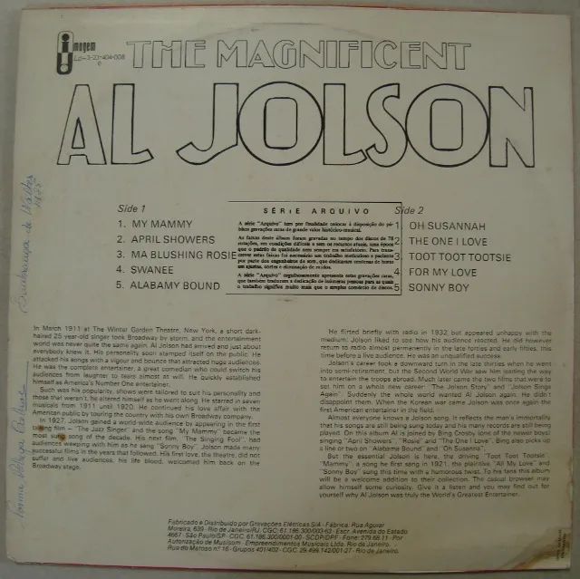 Lp Al Jolson 1977 The Magnificent, Disco De Vinil - Foto 2