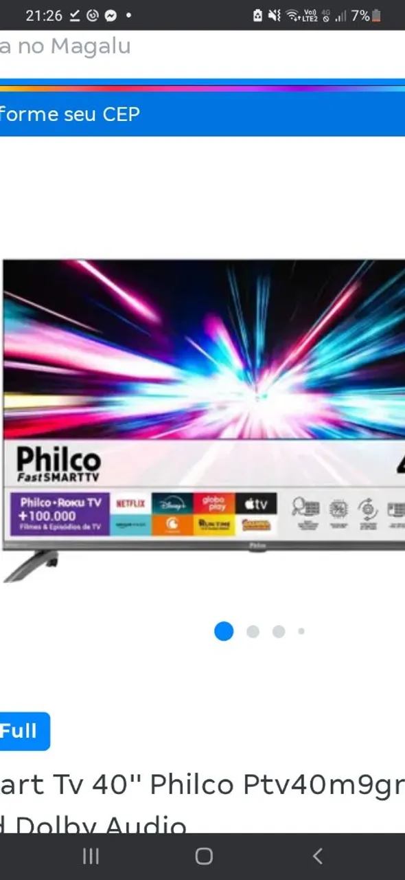 Smart TV 40" Philco PTV40M9GR Full HD Dolby Áudio