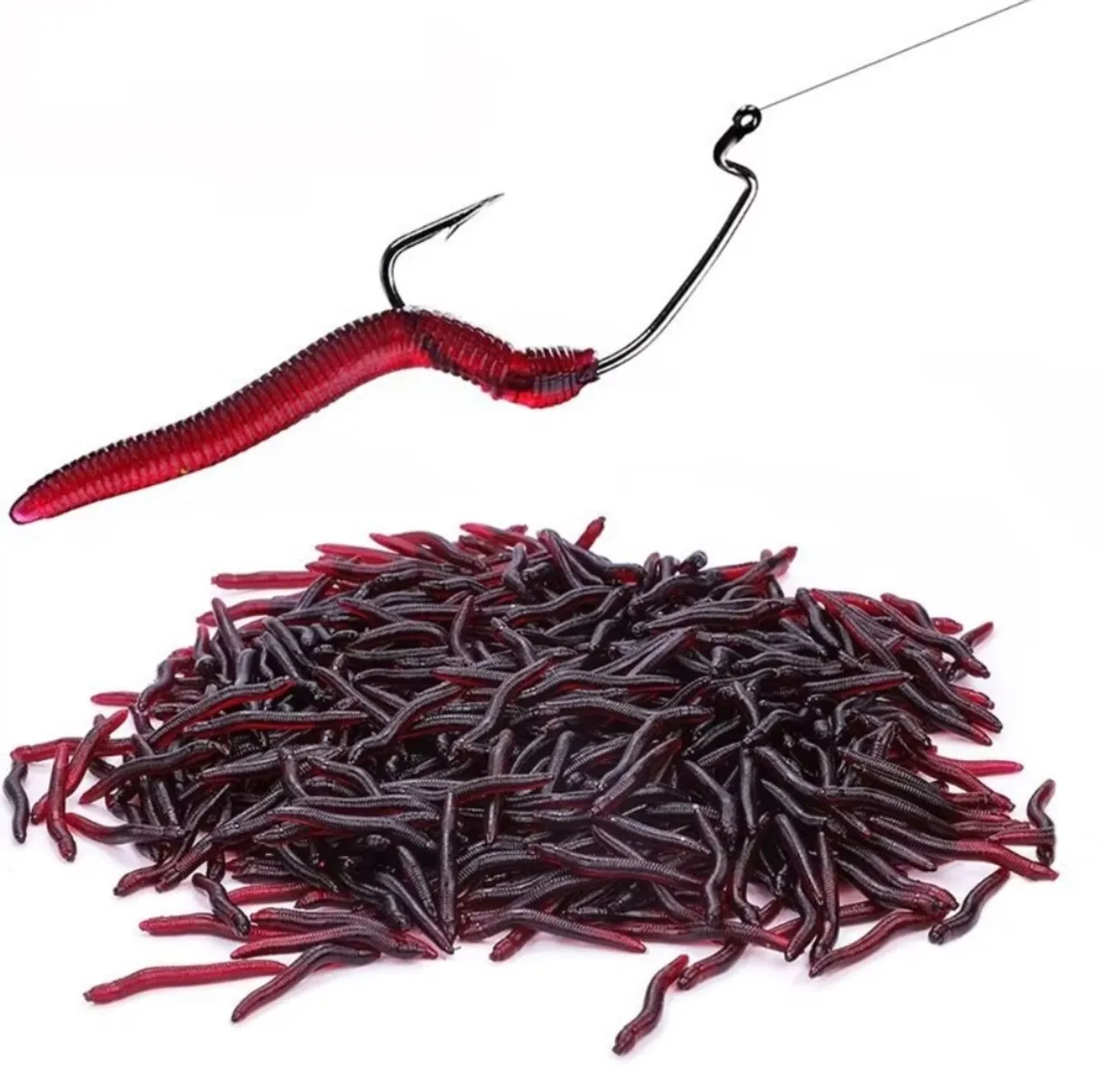 Minhocas de Silicone para Pesca - Pacote com 100 Peças