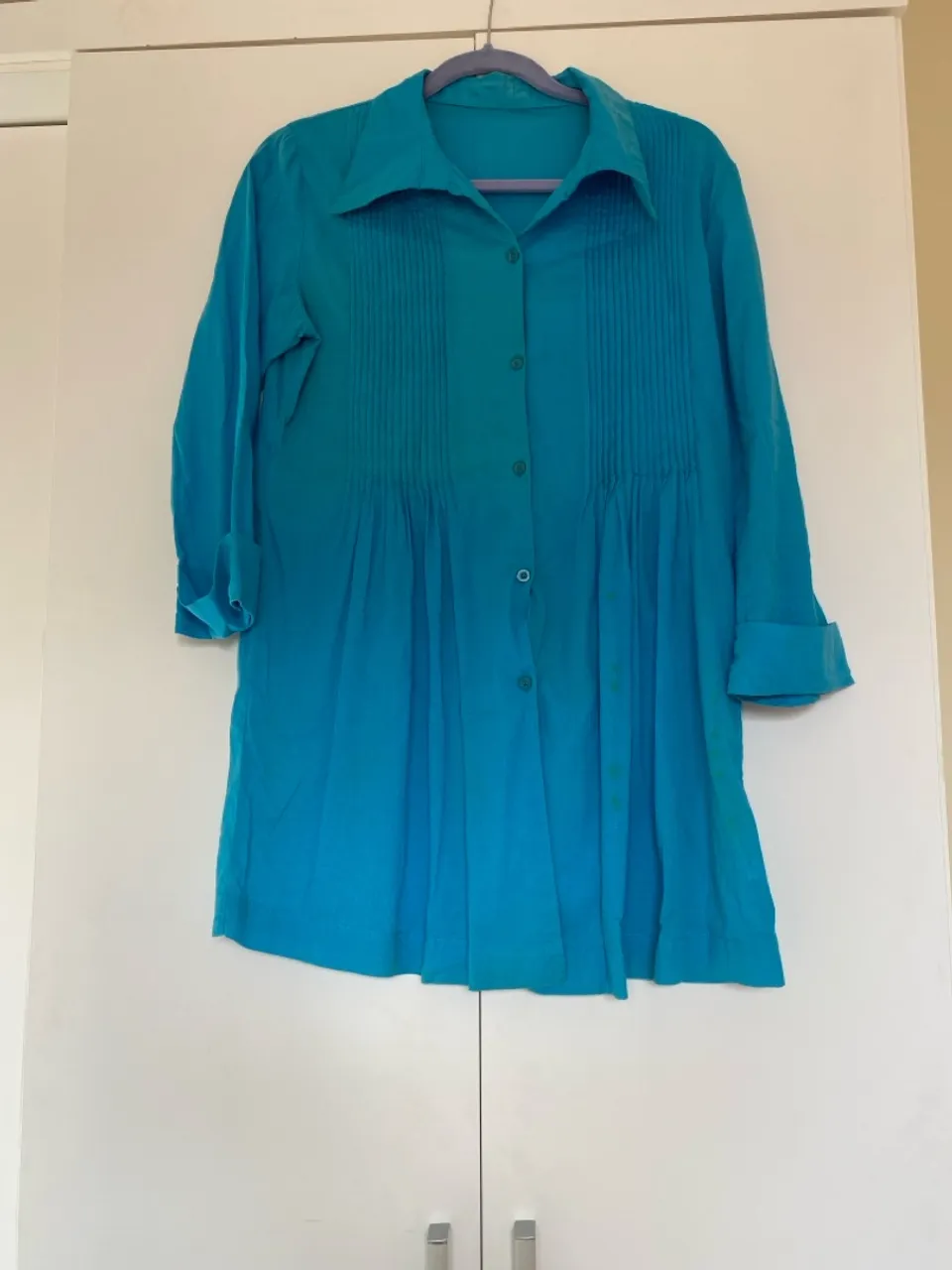 Vestido Camisa Azul Turquesa
