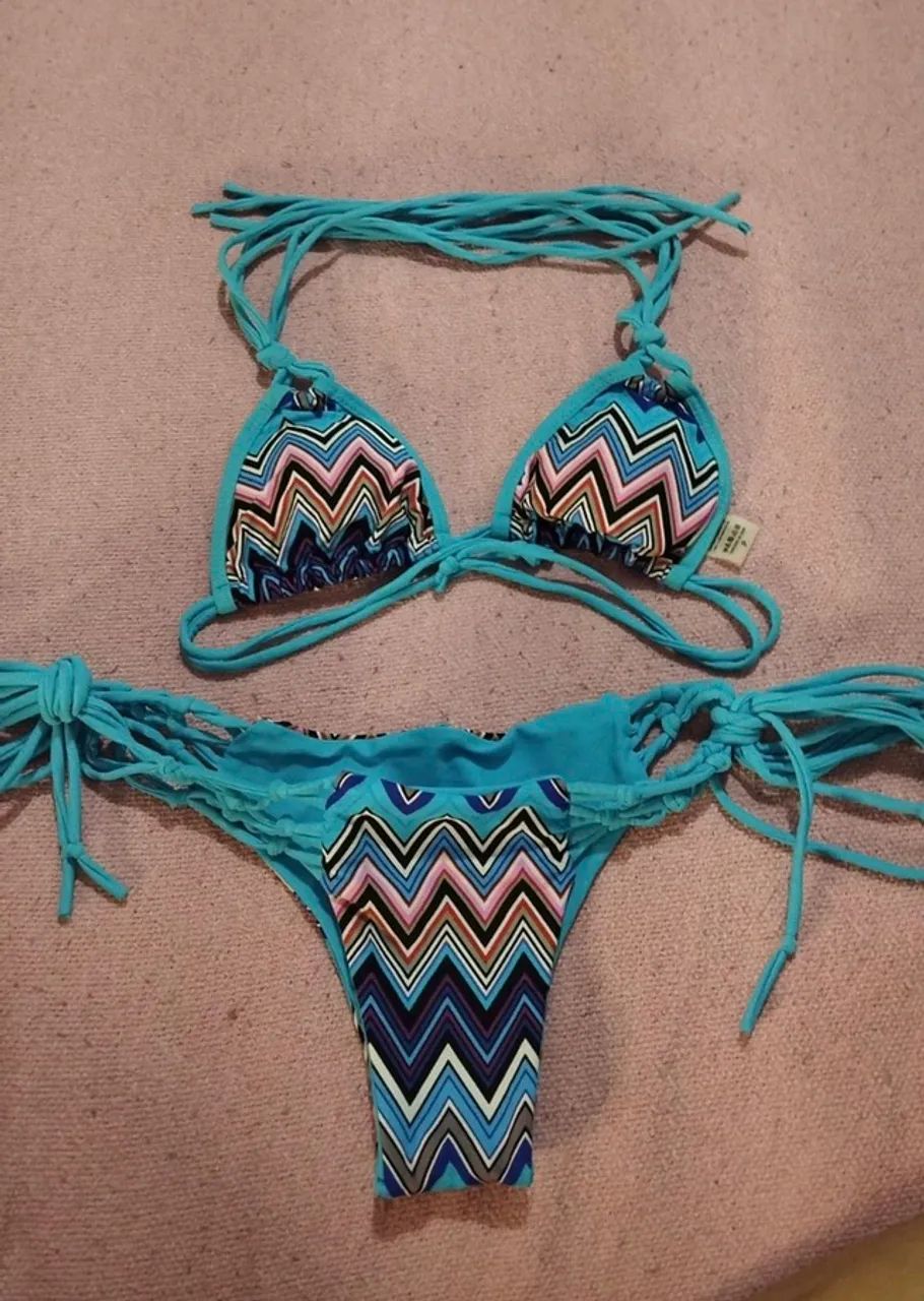 Biquíni azul de amarrar 