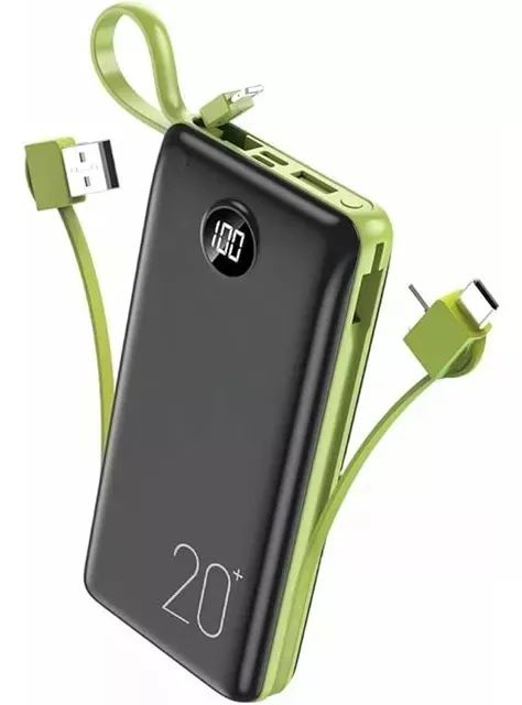 Carregador Portátil Power Bank 20000mAh 3 Cabos USB iOS Tipo C O'Gold Novo Loja Coimbra