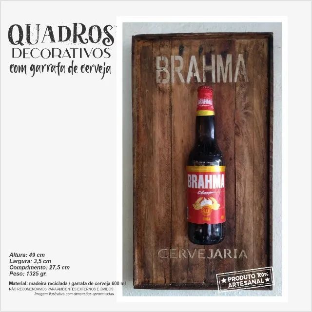 "Quadro Decorativo com Garrafa de Cerveja - Estilo e Originalidade para sua Parede