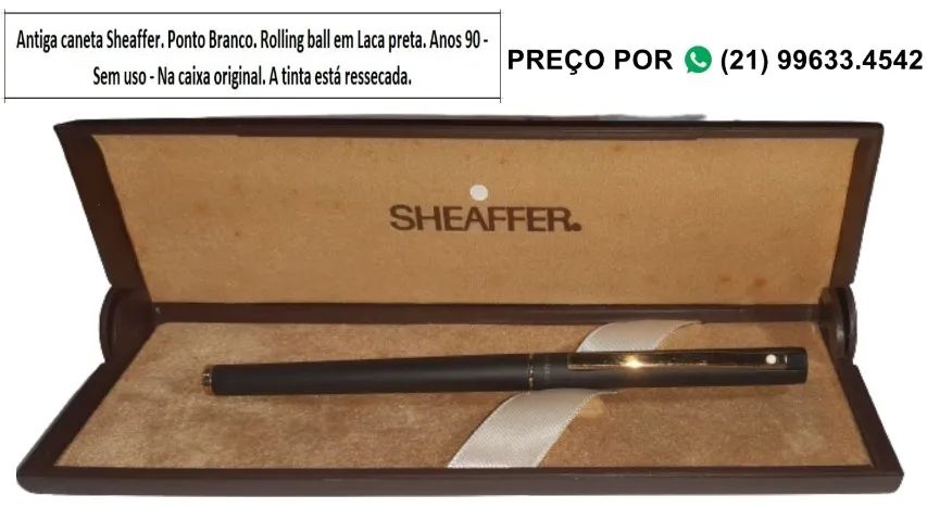 Antiga caneta Sheaffer. Ponto Branco. Rolling ball em Laca preta. Anos 90 - Sem uso - Na c - Foto 4