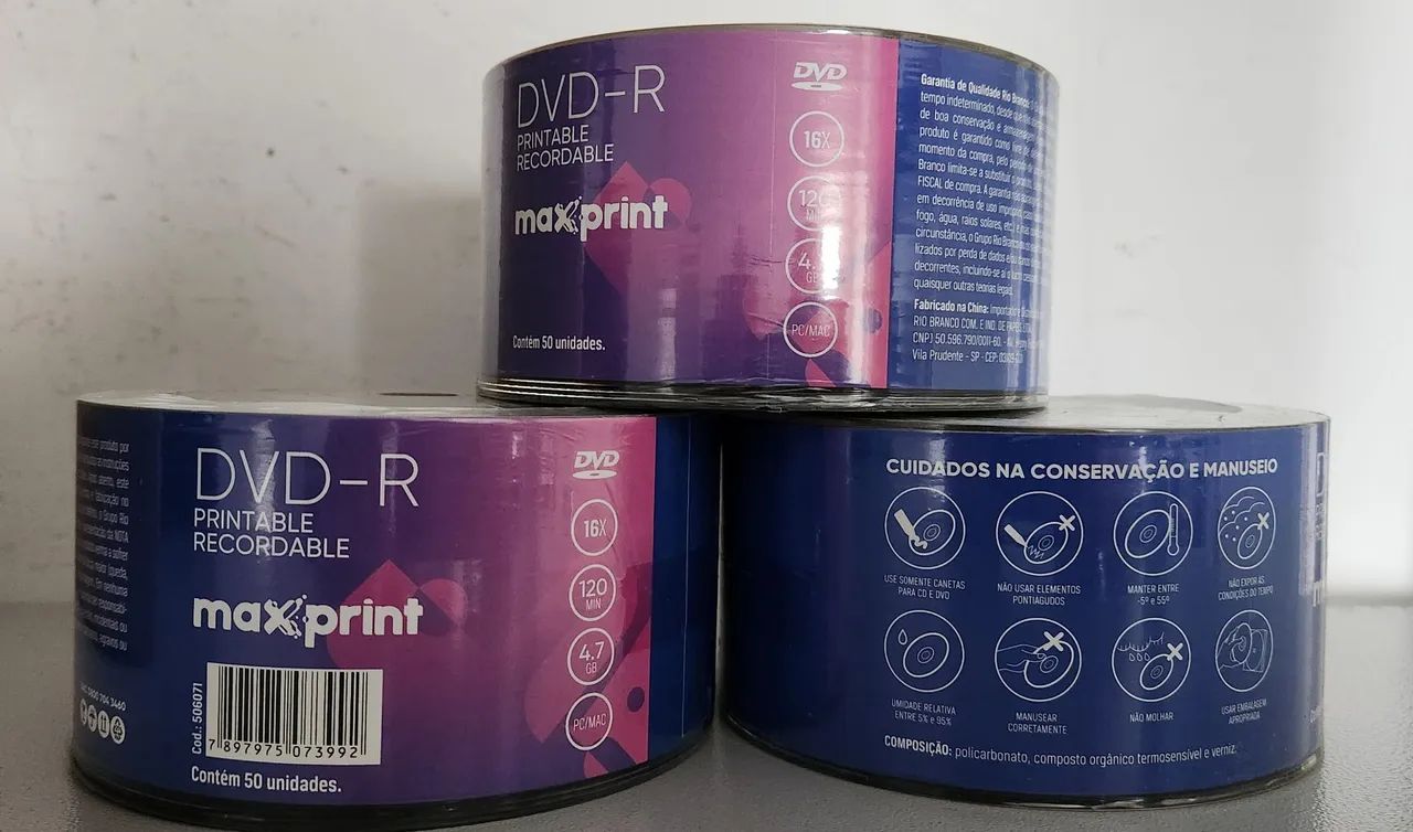 DVD-R Maxprint 120 min 4.7GB - 50 unidades