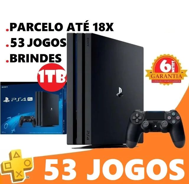 PS4 PRO 1TB + BRINDES + 53 JOGOS DIGITAIS + GARANTIA O6MES LOJA