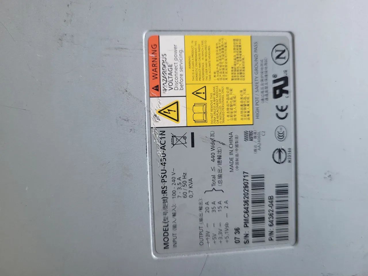 Fonte Equllogic ps450 rs-psu-450-ac1n original  - Foto 4