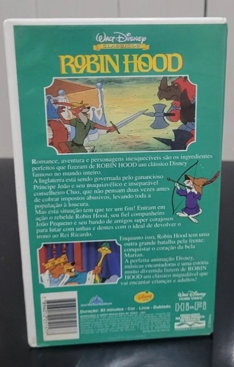 Antiga Fita VHS Animação Robin Hood Classicos Disney - Foto 2