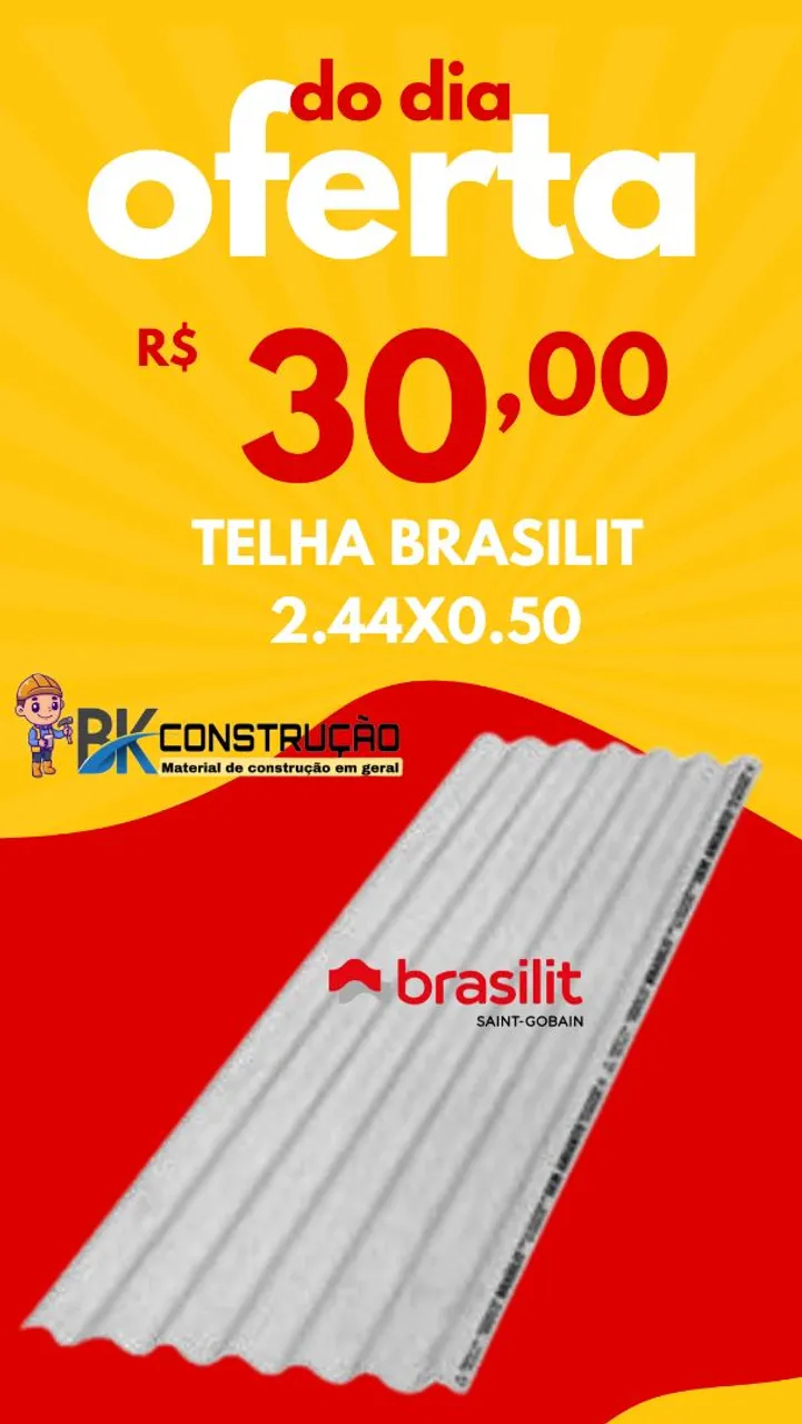 Telha Brasilit 2.44x0.50 - R$ 30,00 NOVA