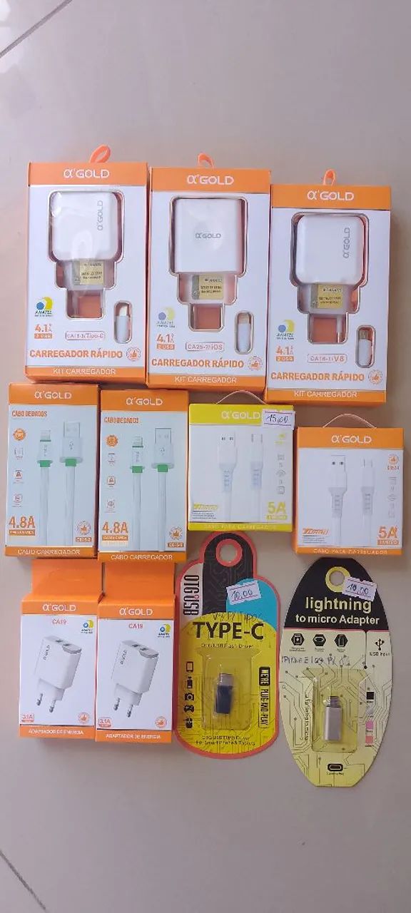 Carregadores, fontes, cabos e adaptadores p/ celular - Diversos Modelos