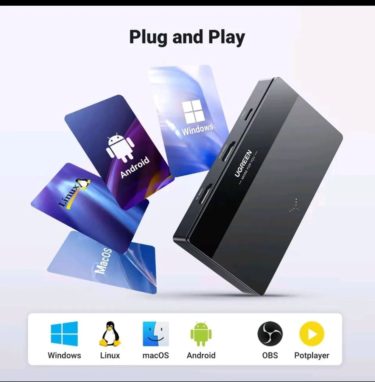 UGREEN Placa de Captura HDMI 4K - Streaming, Jogos e Conferências - Foto 5