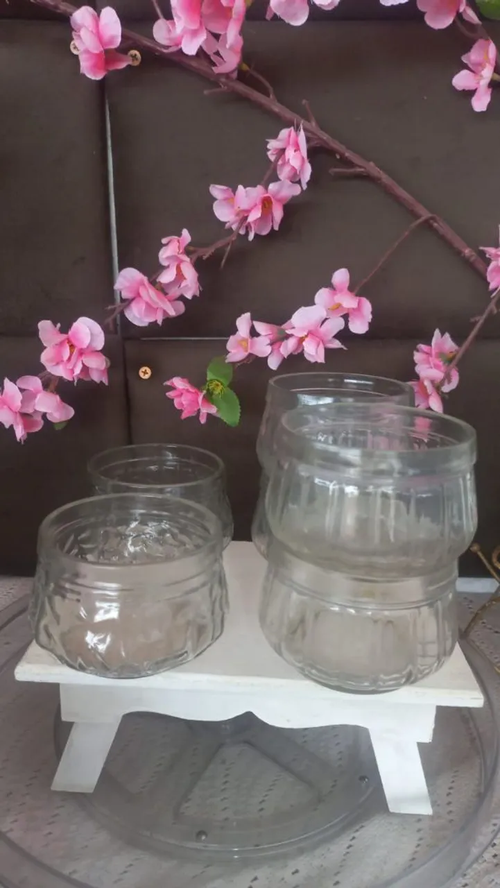 Conjunto de Potes de Vidro Decorativos para sobremesa