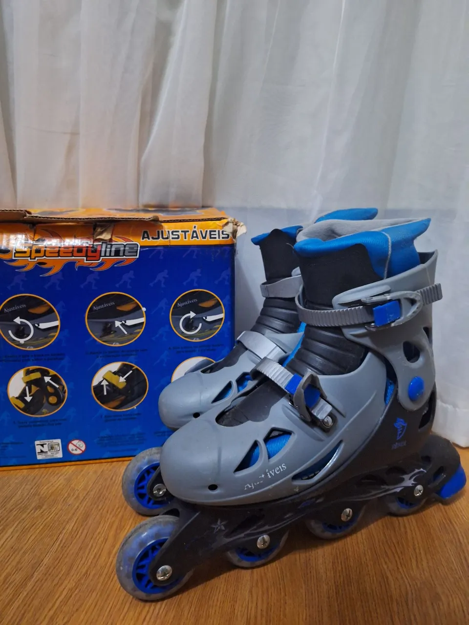 Patins Ajustáveis Speedline Azul e Cinza