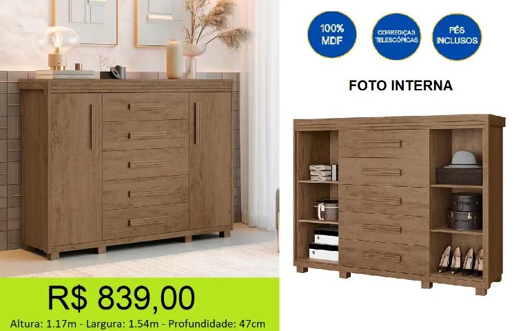 Comoda sapateira duas portas em MDF - Foto 3