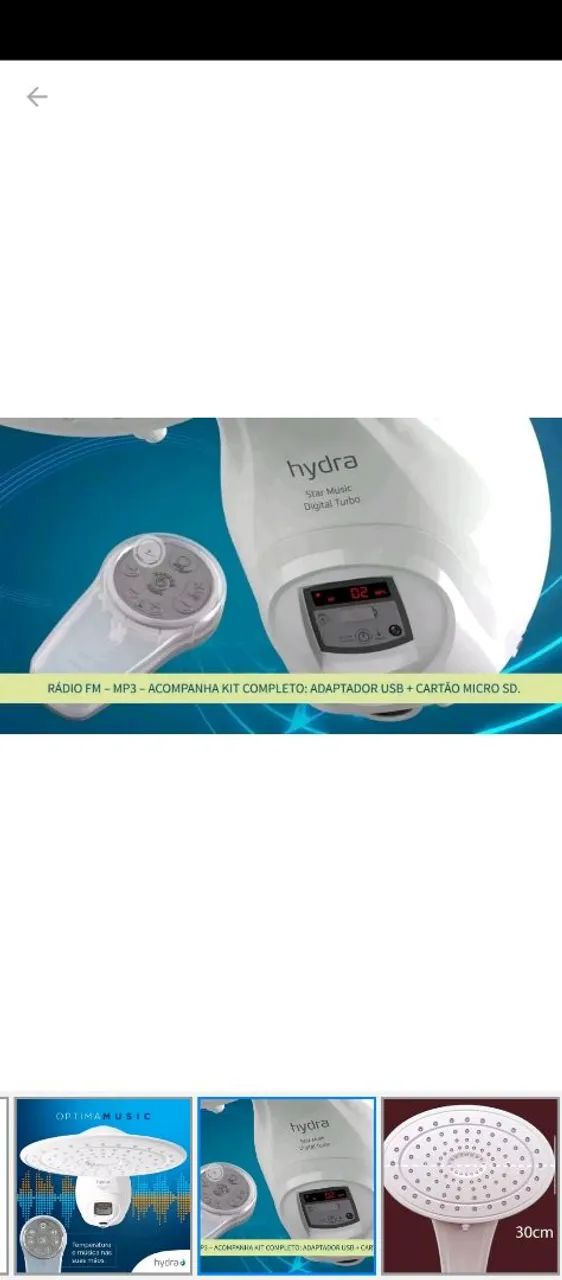 Oportunidade!!!! Chuveiro Optima Music Digital Hydra 220v 7700w - Novo - Foto 2