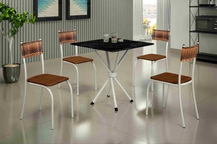 Mesa Atlanta com 4 cadeiras 70x70  - Entrega Rápida 