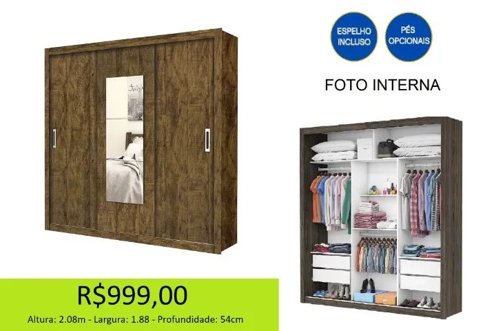 Guarda roupa casal - a pronta entrega 