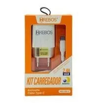 Carregador Completo Tipo C Fonte e Cabo 2.4A Hrebos HS-150C