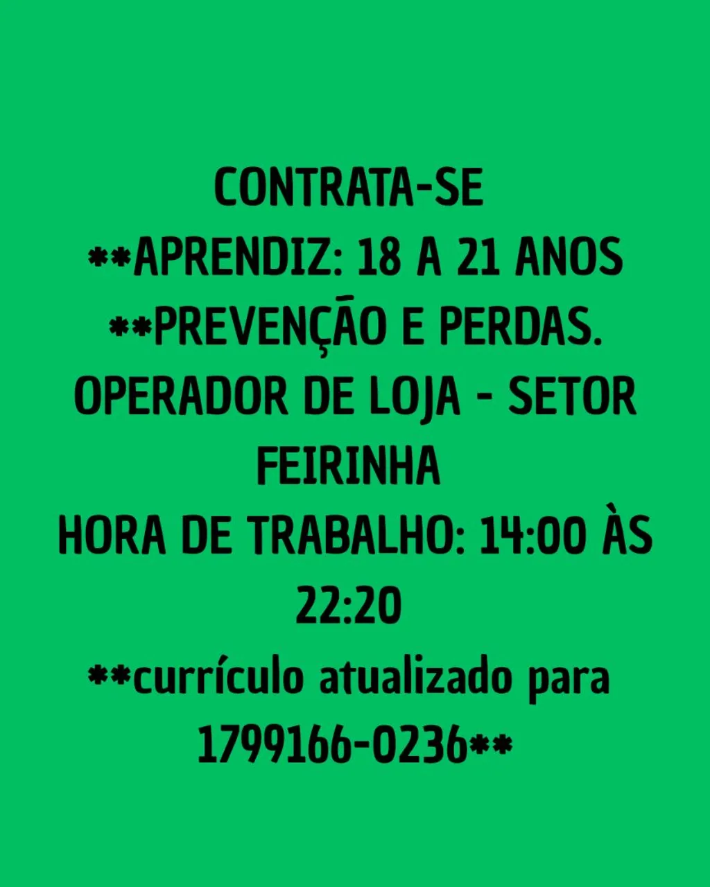 Vaga de emprego - leia a descrição