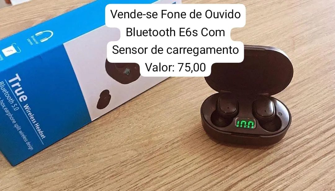 Fone de Ouvido Bluetooth E6s com Sensor de Carregamento