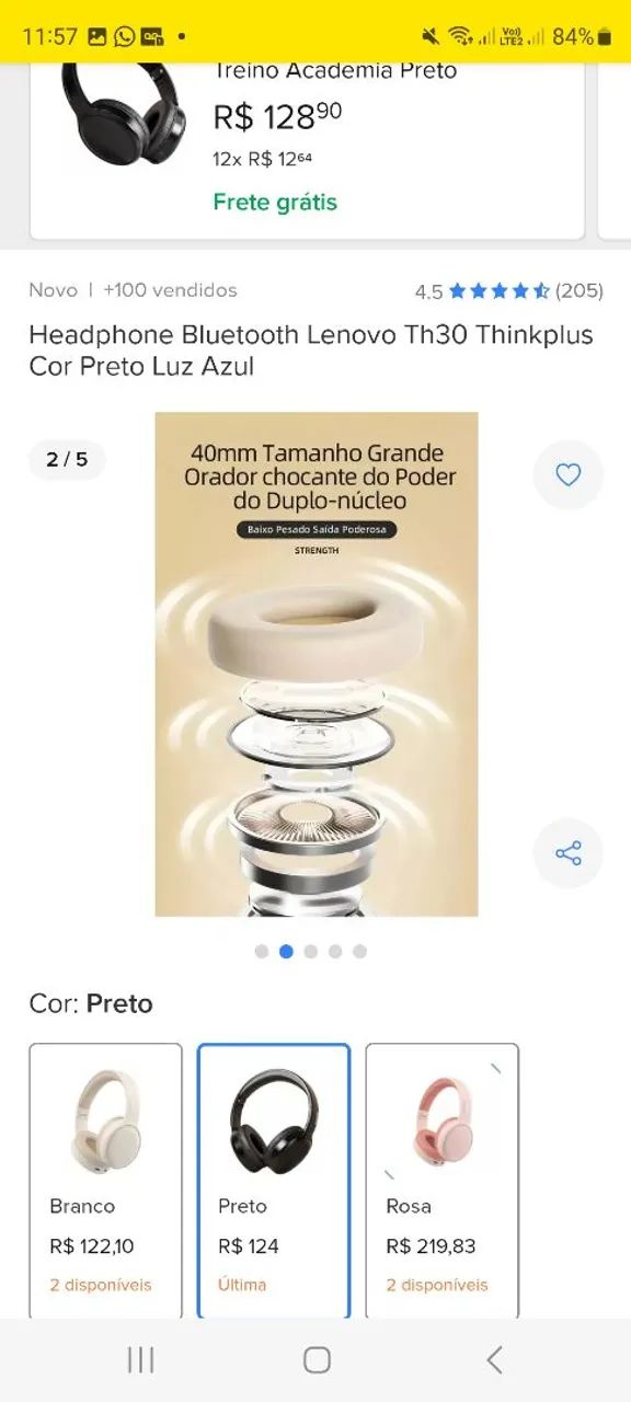 Headphone Bluetooth Lenovo Th30 Thinkplus<br>Cor Preto - Foto 4