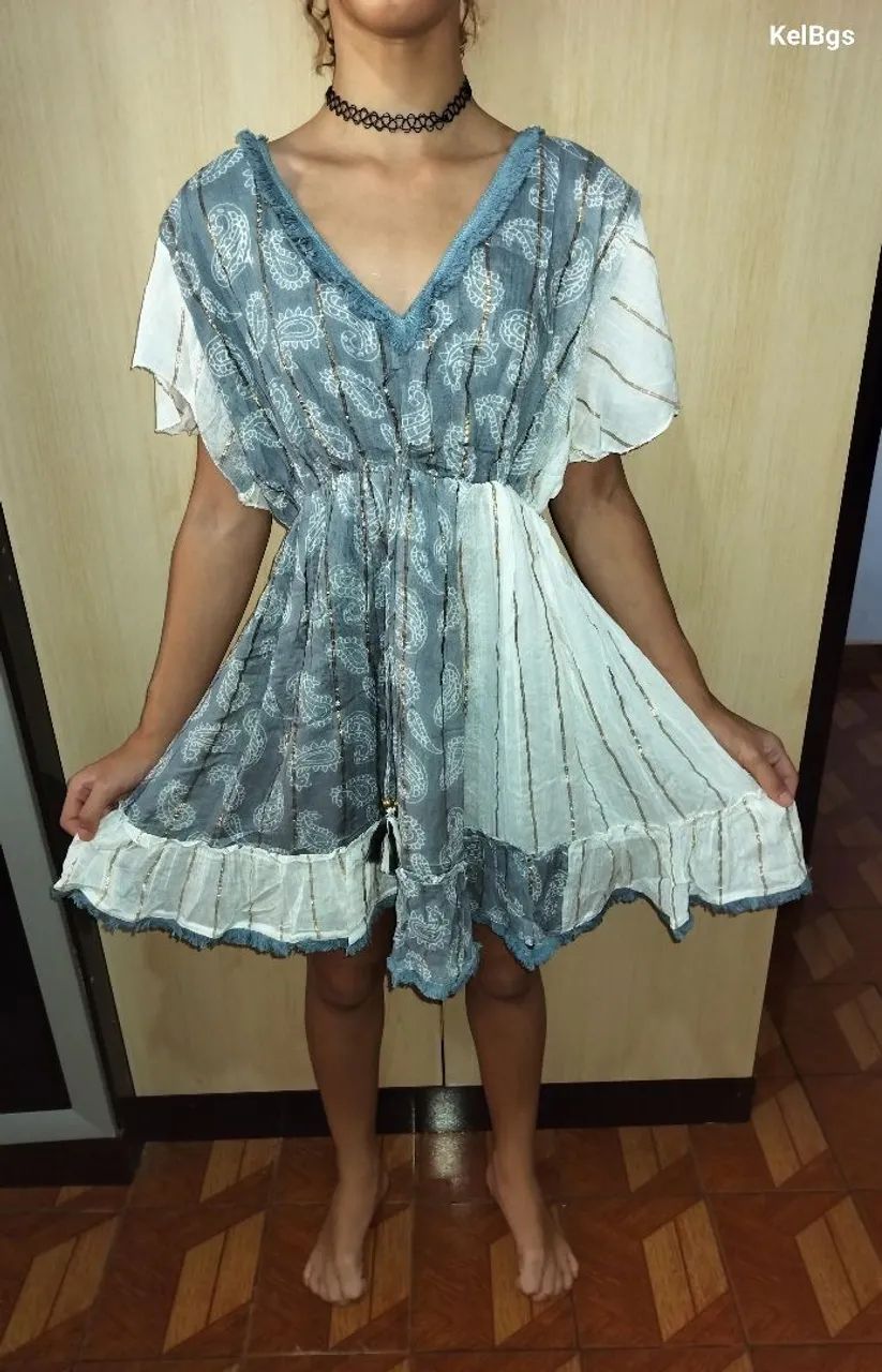 Bata Indiana Estampado com Detalhes em Renda - Foto 2