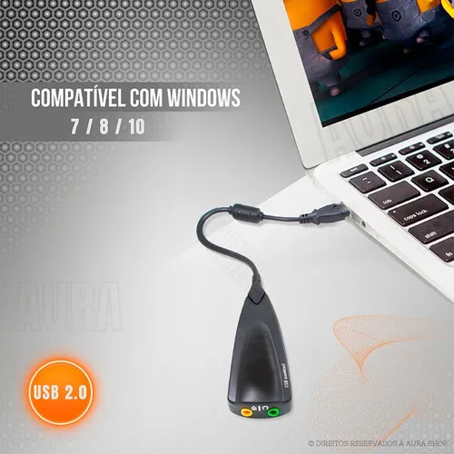Adaptador Placa De Som Usb 7.1 Entrada