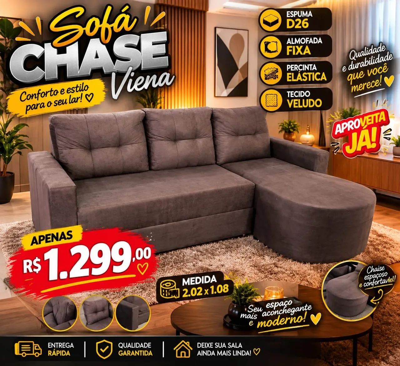 Sofá cheise novo na promoção  - Foto 3