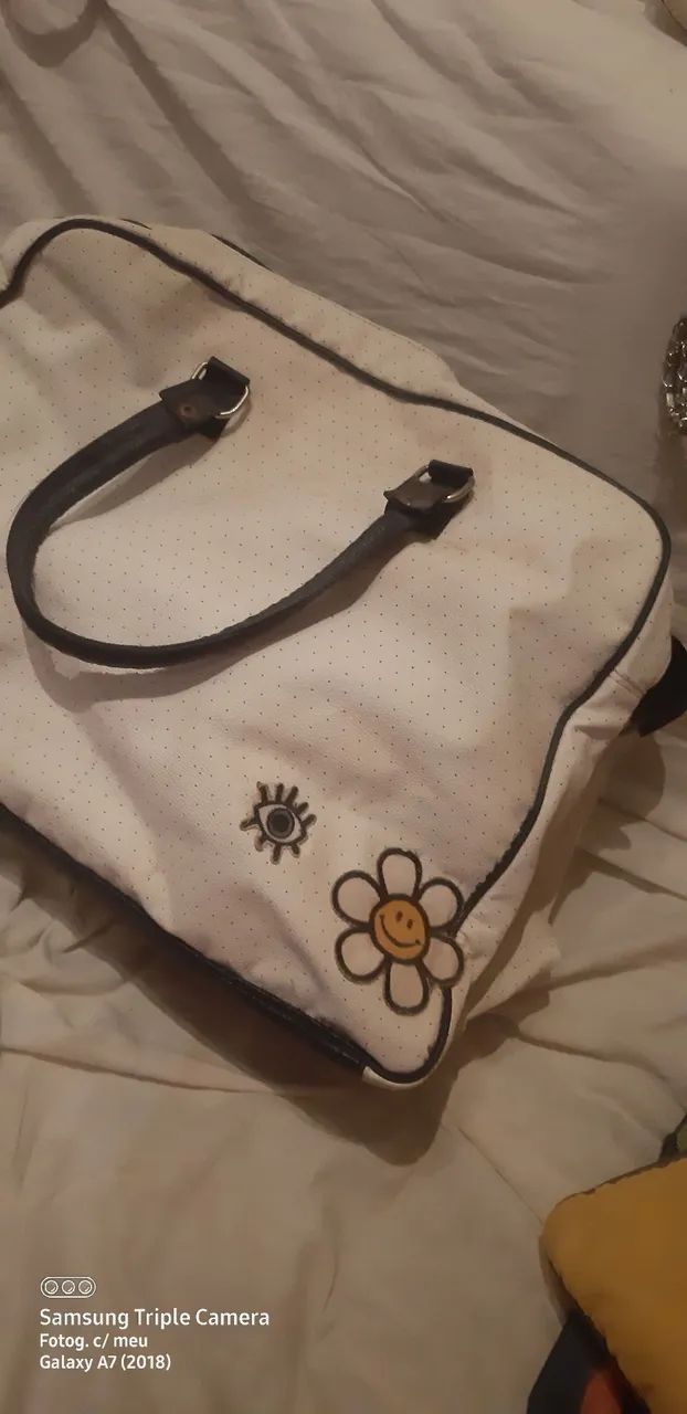 bolsa mala de viagem Couro branco - Foto 2