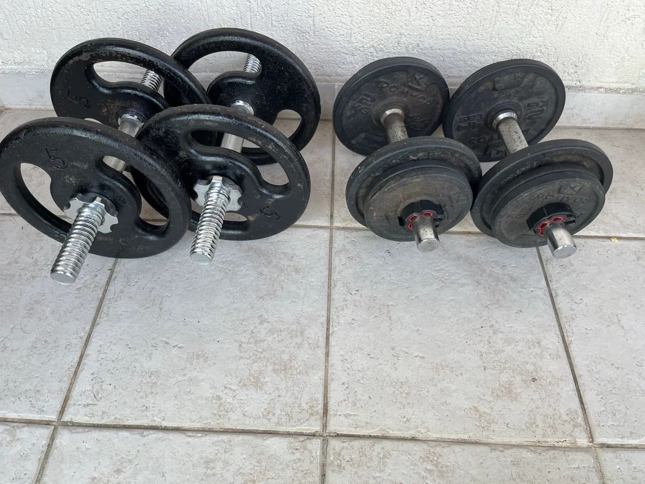 Barras maciças + halter 36kg - Foto 2