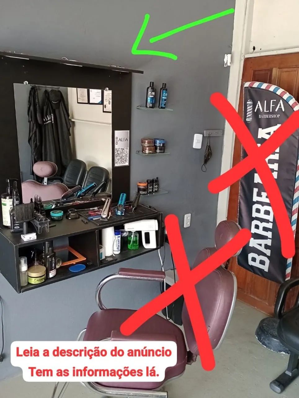 Bancada de salão/barbearia com espelho, led ? e extensão embutida TOP  - Foto 2