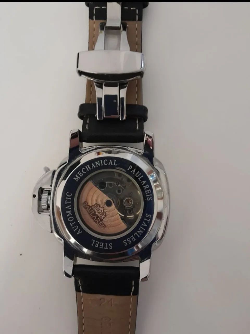 Relógio masculino automático com pulseira em couro legítimo  - Foto 3