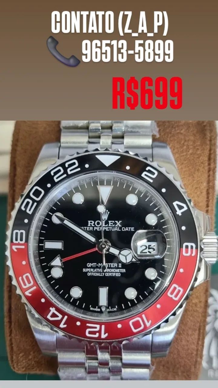 Relógio ROLEX COKE AUTOMÁTICO  - GMT MASTER II PULSEIRA JUBILEU - Foto 3