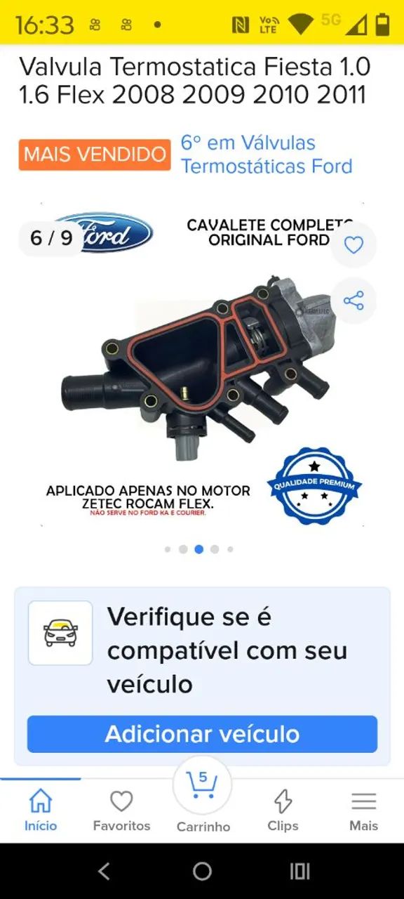 Válvula termostática Ford fiesta - Foto 5